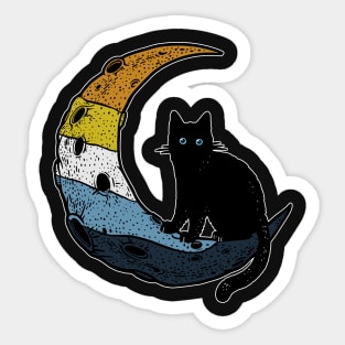 Aroace Moon Cat Sticker